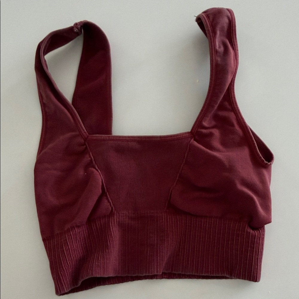 FP Movement by Free People Ribbed Longline Sports Bra in Burgundy